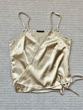 Sisley Satin Polka Dot Wrap Cami Top